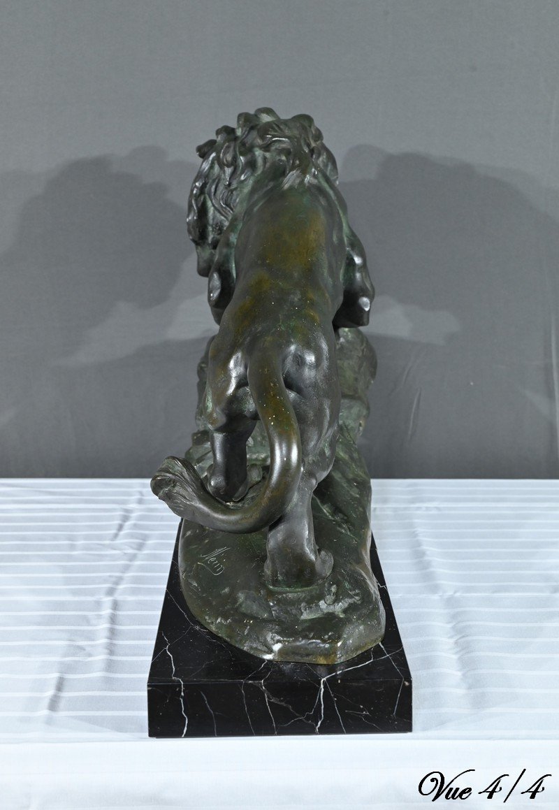 Bronze “roaring Lion”, Signed Nerin – Early 20th Century-photo-4