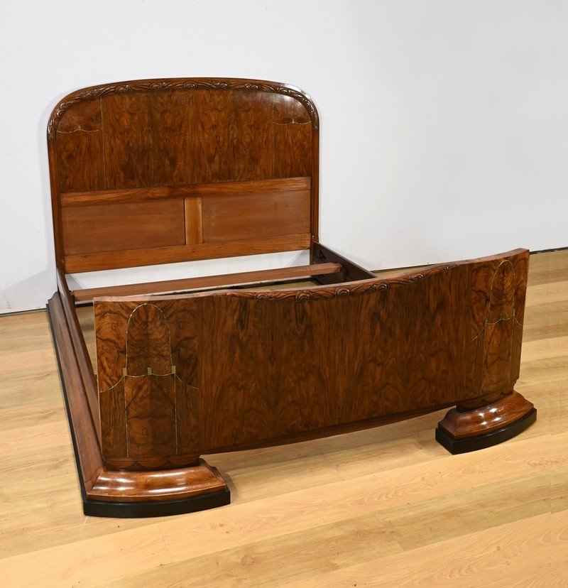 Burl Walnut Bed, Art Deco Period – 1930-photo-3