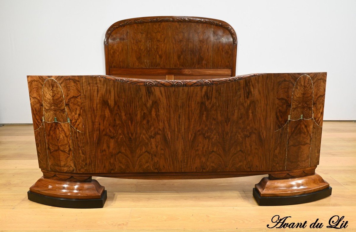 Burl Walnut Bed, Art Deco Period – 1930-photo-4