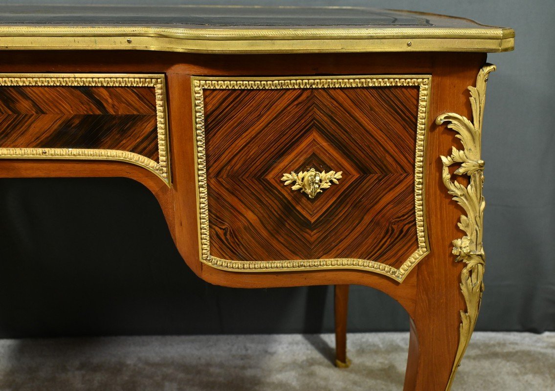 Small Mahogany And Rosewood Mid-century Desk, Louis XV Style, Napoleon III Period – Mid-19th Century-photo-3