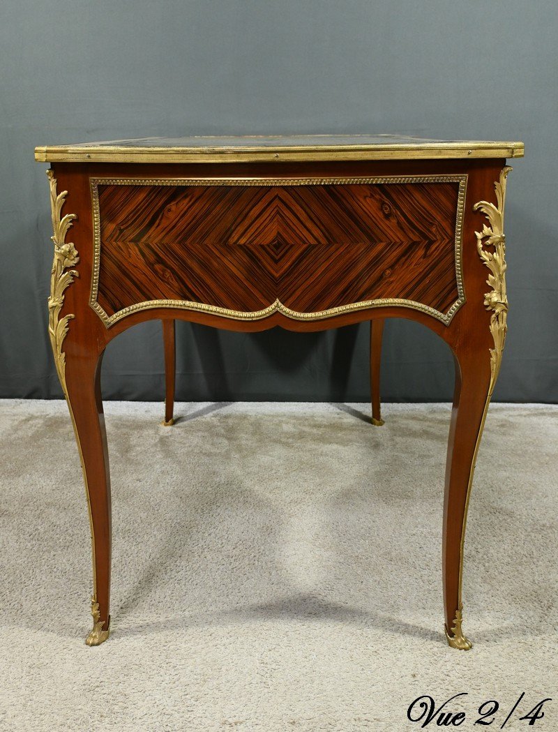 Small Mahogany And Rosewood Mid-century Desk, Louis XV Style, Napoleon III Period – Mid-19th Century-photo-6