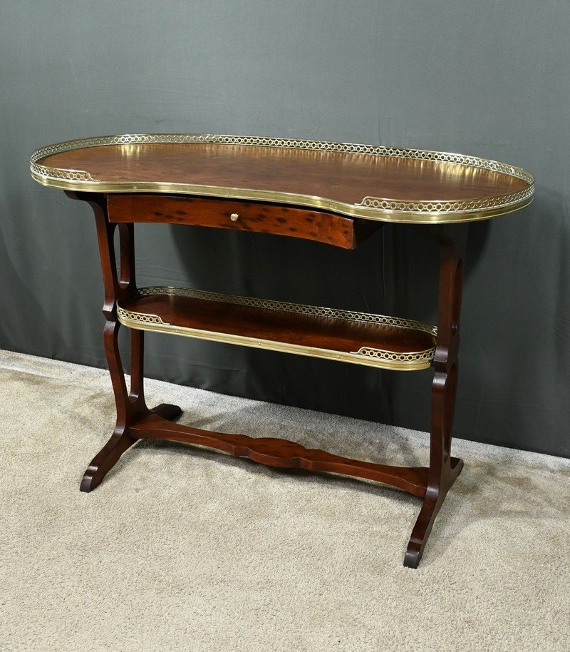 Kidney Table In Speckled Mahogany, Stamped “l'escalier De Cristal” – Late 19th Century-photo-2