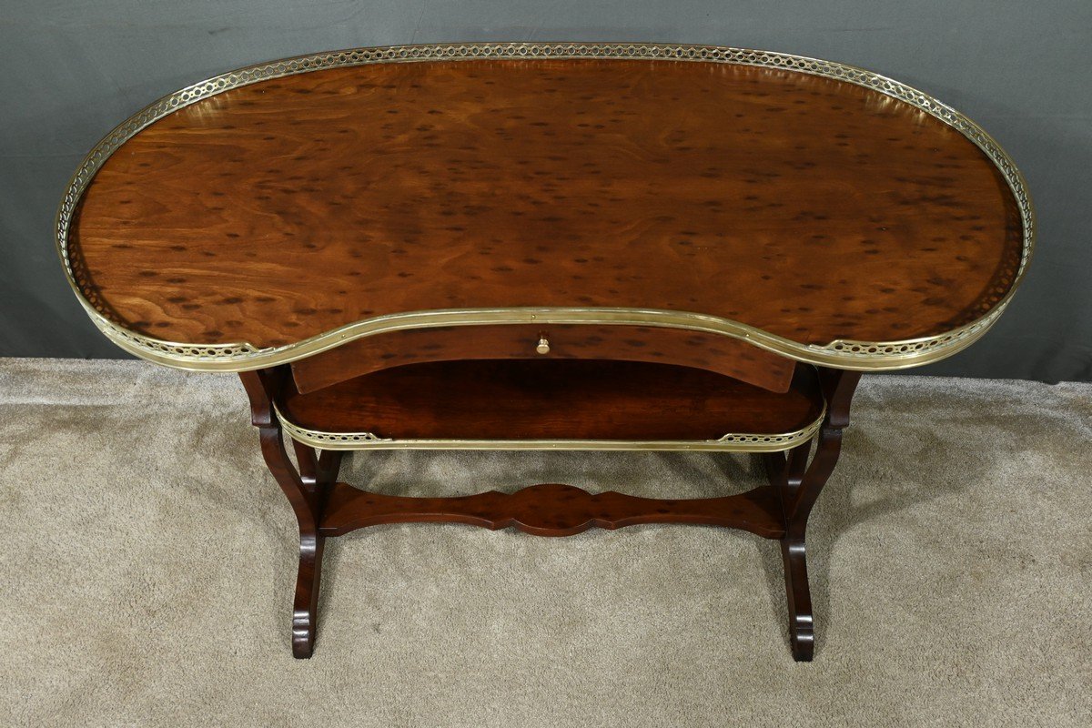 Kidney Table In Speckled Mahogany, Stamped “l'escalier De Cristal” – Late 19th Century-photo-4