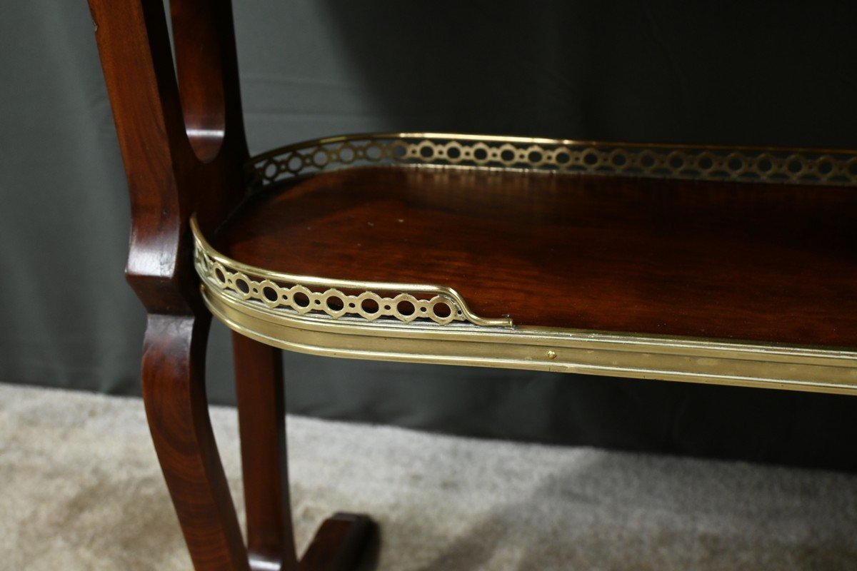 Kidney Table In Speckled Mahogany, Stamped “l'escalier De Cristal” – Late 19th Century-photo-4