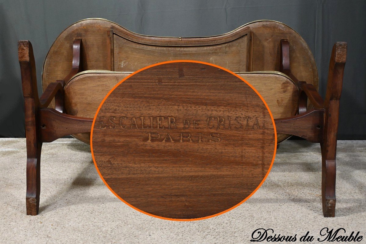 Kidney Table In Speckled Mahogany, Stamped “l'escalier De Cristal” – Late 19th Century-photo-8