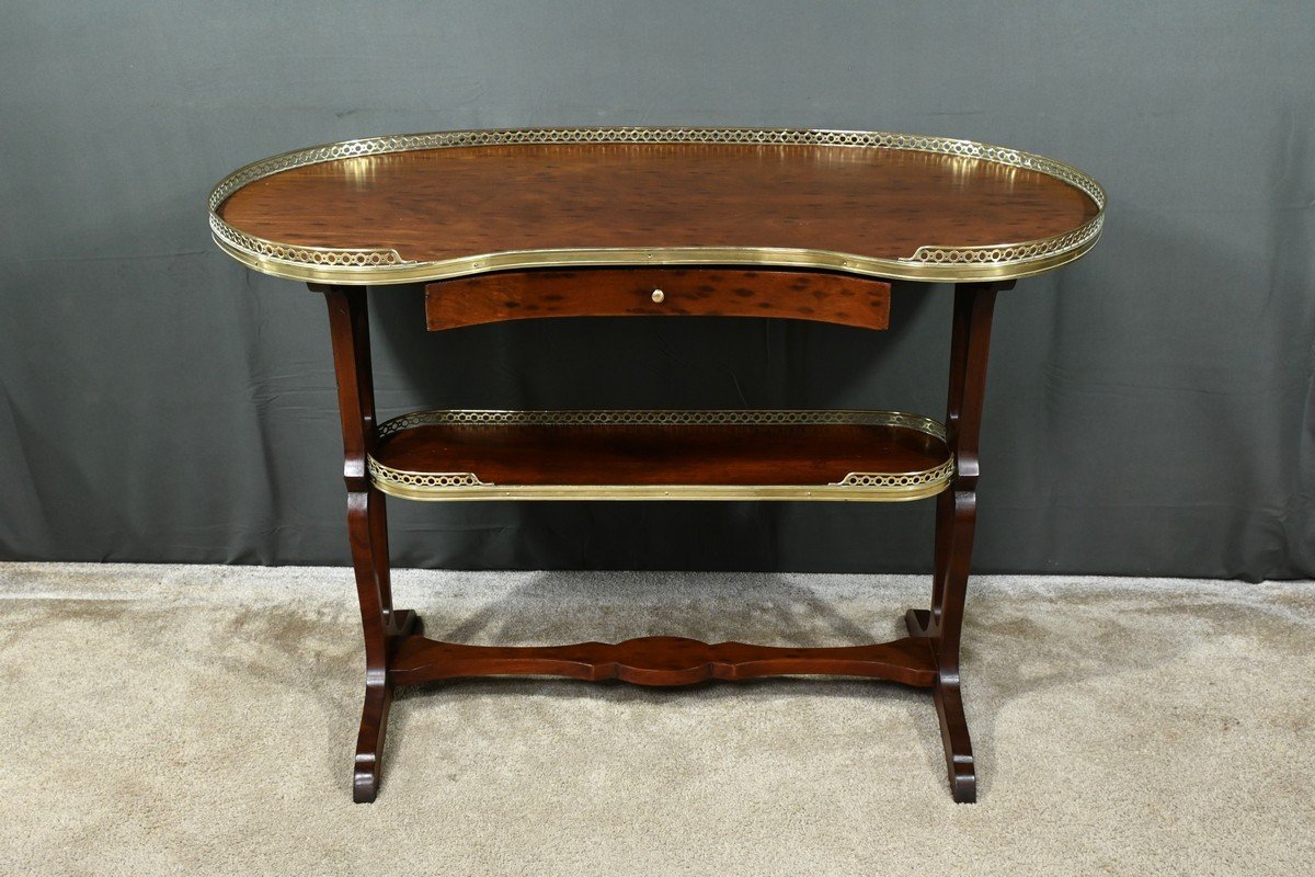 Kidney Table In Speckled Mahogany, Stamped “l'escalier De Cristal” – Late 19th Century