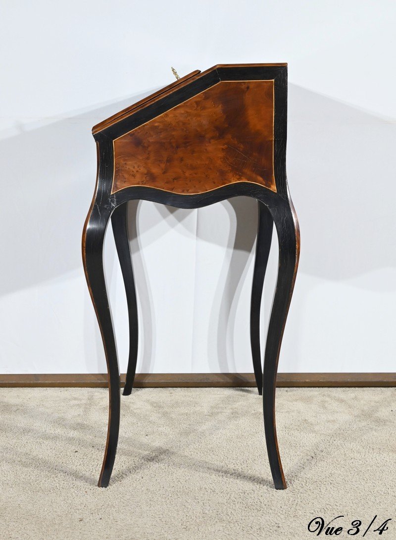 Small Sloping Desk In Blackened Pearwood And Amboyna, Napoleon III Period – Mid-19th Century-photo-4