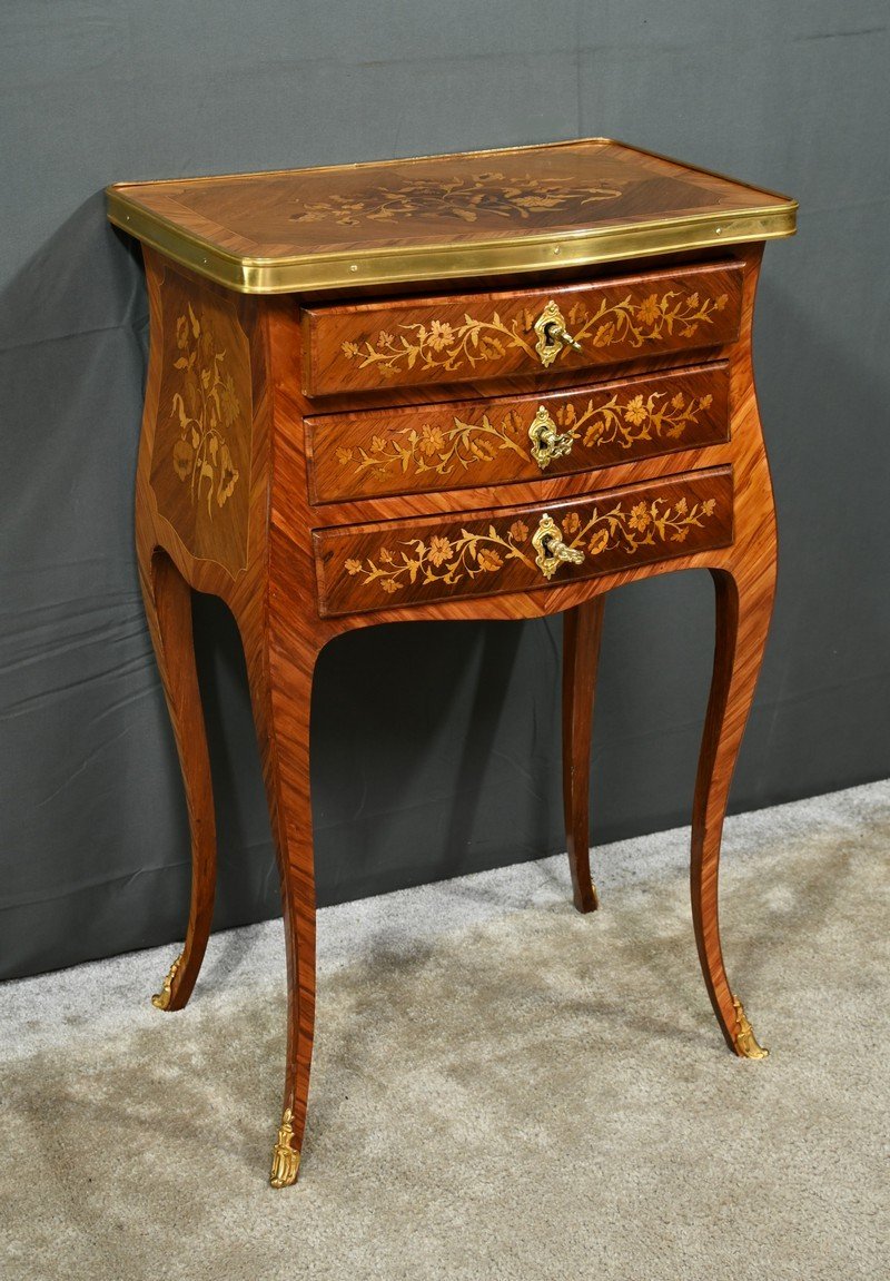 Bedside Table In Rosewood And Rosewood, Louis XV Style – Late 19th Century-photo-2