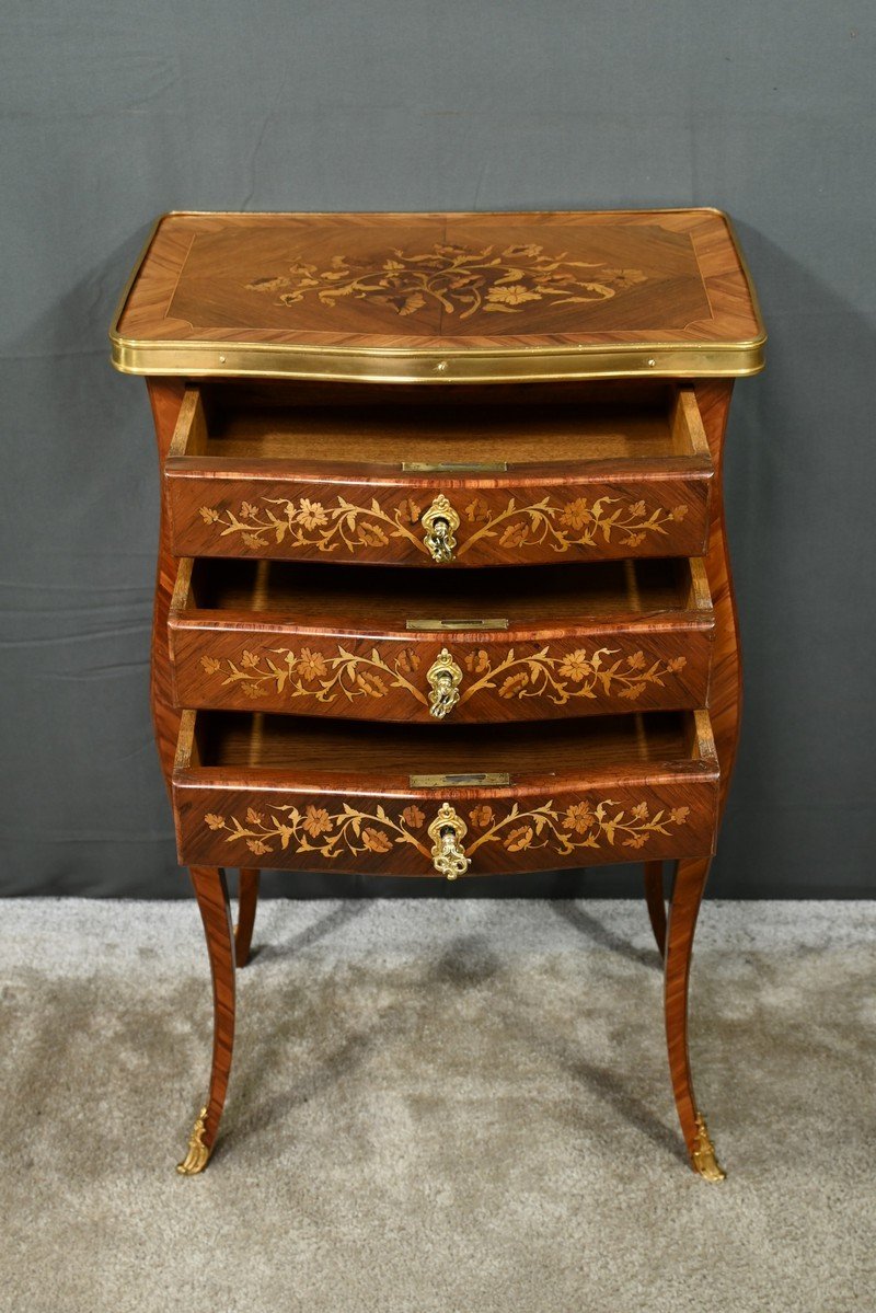 Bedside Table In Rosewood And Rosewood, Louis XV Style – Late 19th Century-photo-3