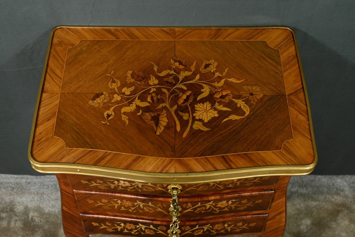 Bedside Table In Rosewood And Rosewood, Louis XV Style – Late 19th Century-photo-4