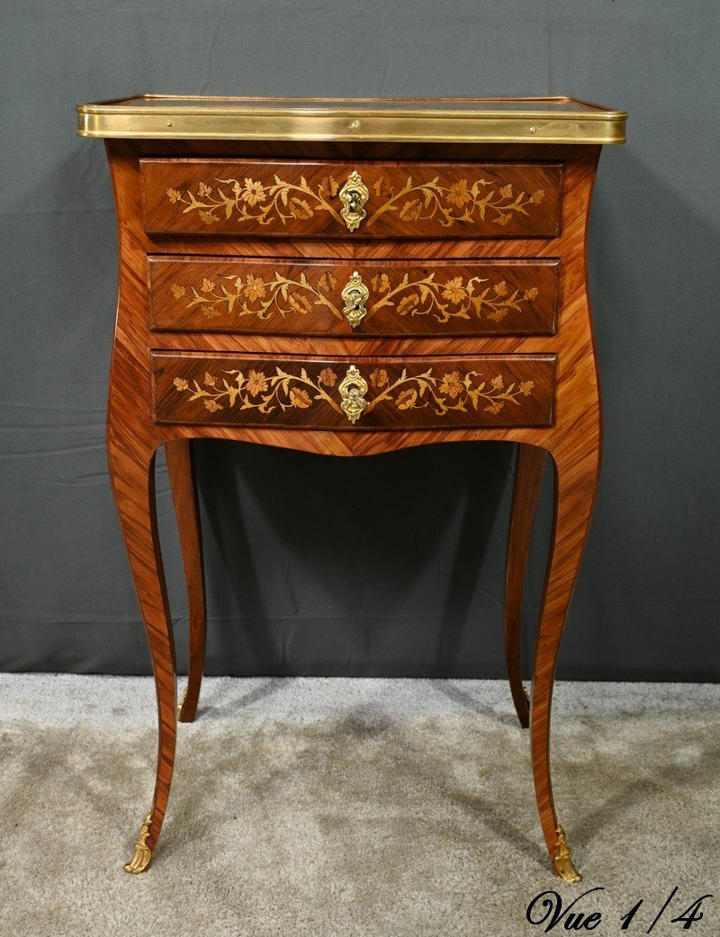 Bedside Table In Rosewood And Rosewood, Louis XV Style – Late 19th Century-photo-2