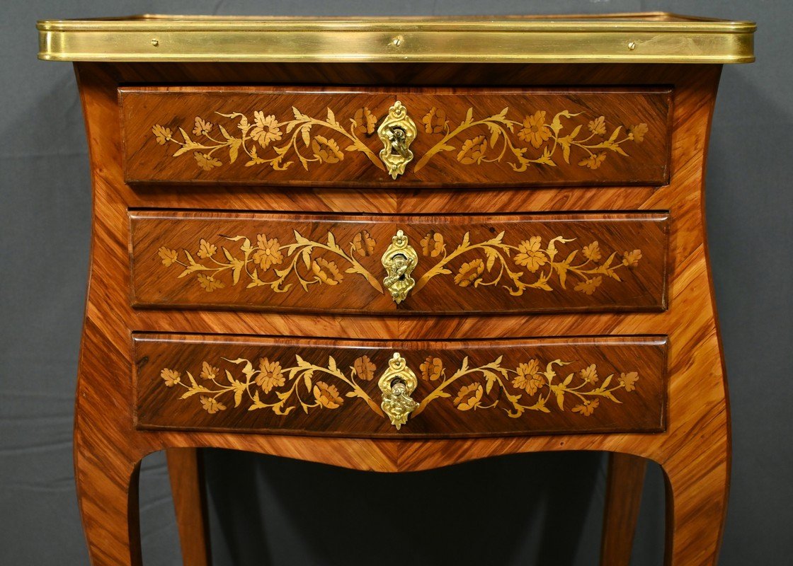 Bedside Table In Rosewood And Rosewood, Louis XV Style – Late 19th Century-photo-3