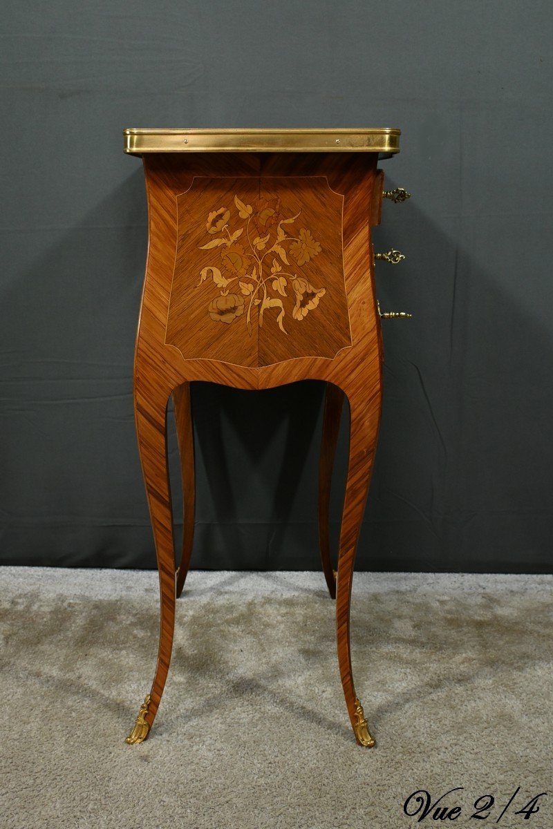 Bedside Table In Rosewood And Rosewood, Louis XV Style – Late 19th Century-photo-5