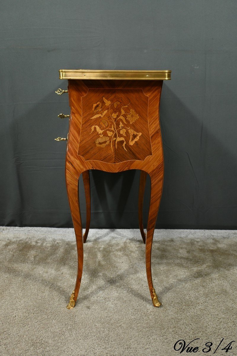 Bedside Table In Rosewood And Rosewood, Louis XV Style – Late 19th Century-photo-6