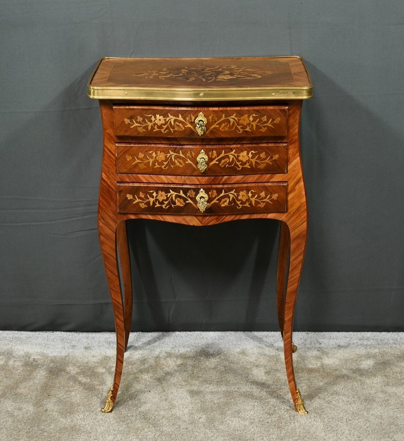 Bedside Table In Rosewood And Rosewood, Louis XV Style – Late 19th Century