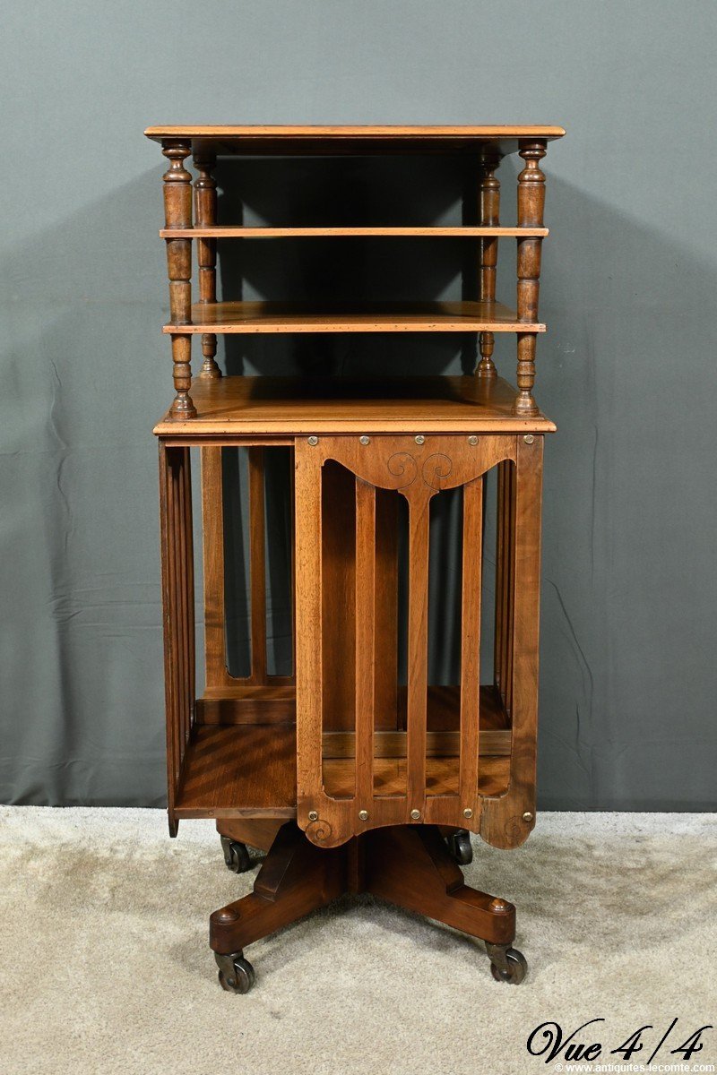 Revolving Walnut Bookcase, Stamped G.lancelin - 1900-photo-7