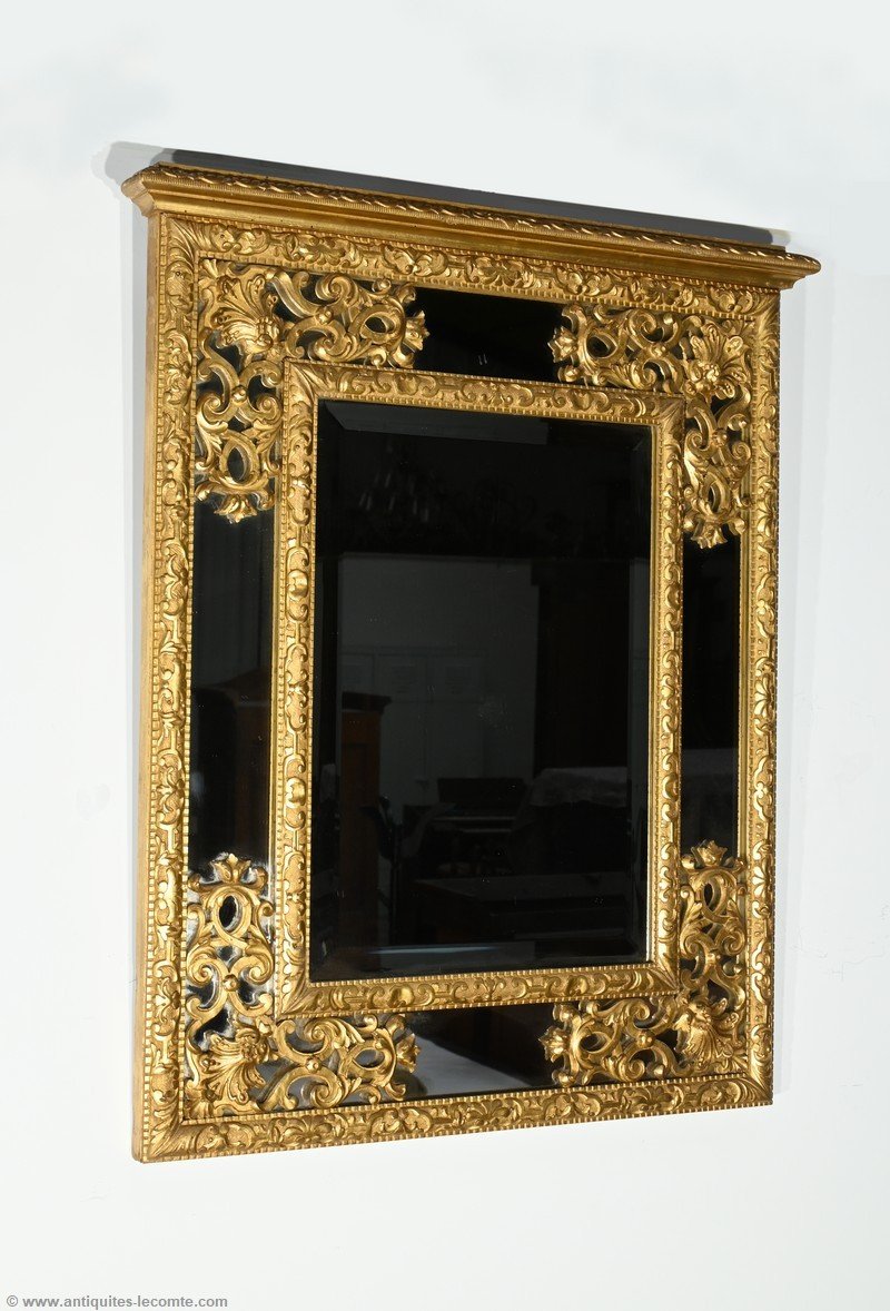 Gilded Wooden Glazing Bead Mirror, Napoleon III Period – Mid 19th Century-photo-2