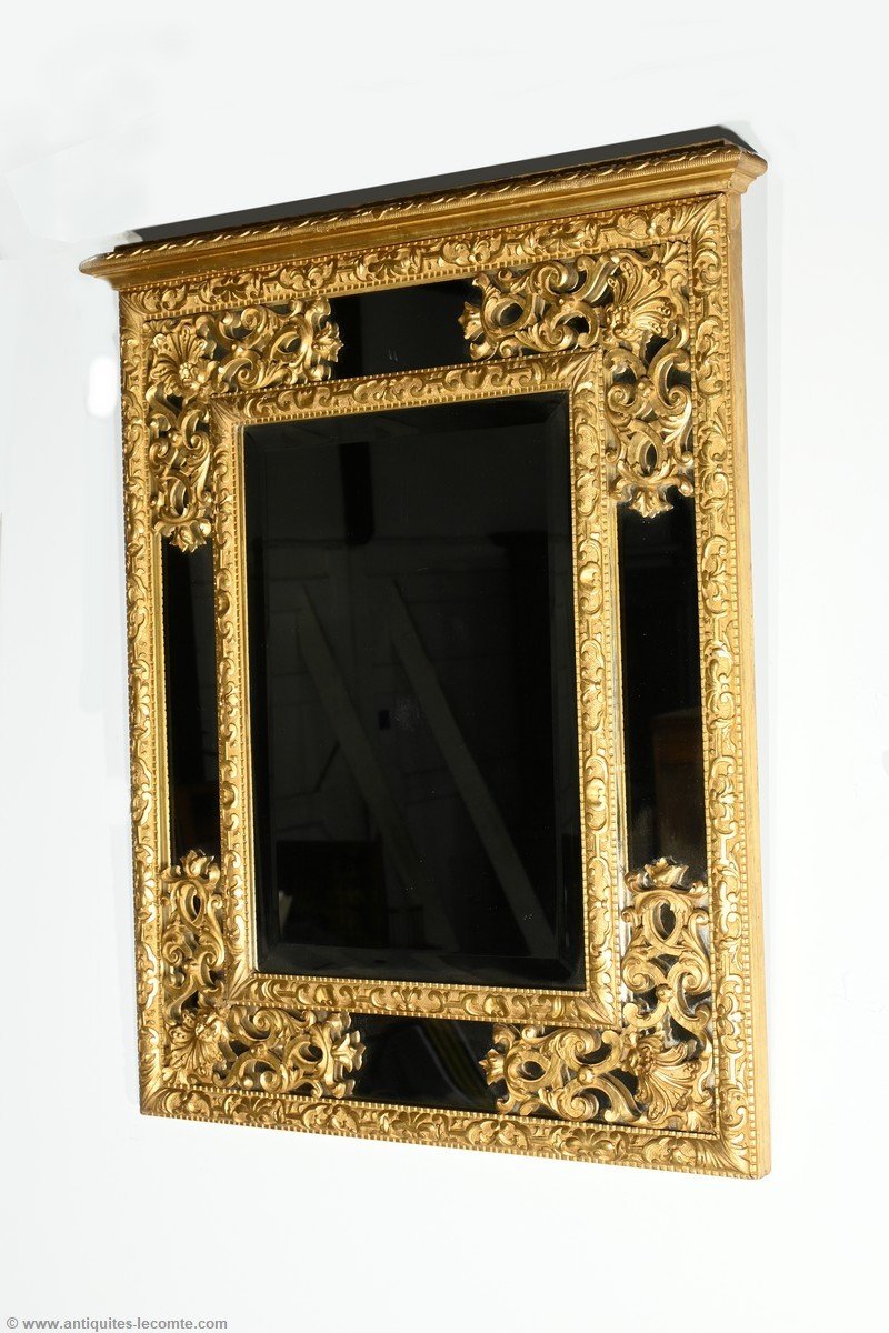 Gilded Wooden Glazing Bead Mirror, Napoleon III Period – Mid 19th Century-photo-3