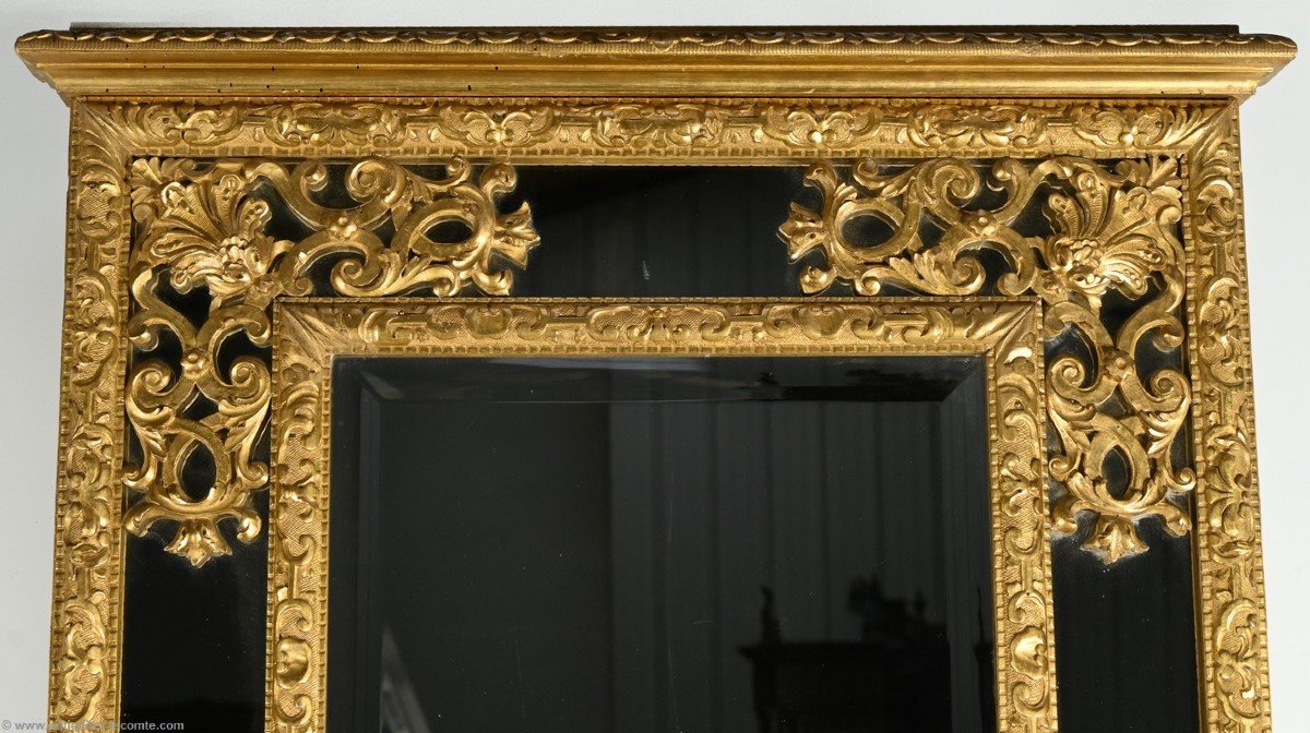 Gilded Wooden Glazing Bead Mirror, Napoleon III Period – Mid 19th Century-photo-4