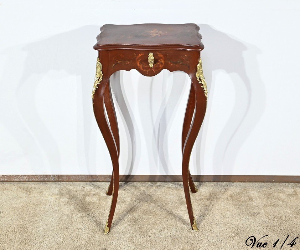 Small Lacquered Wood Work Table, Louis XV Style – Late 19th Century-photo-3