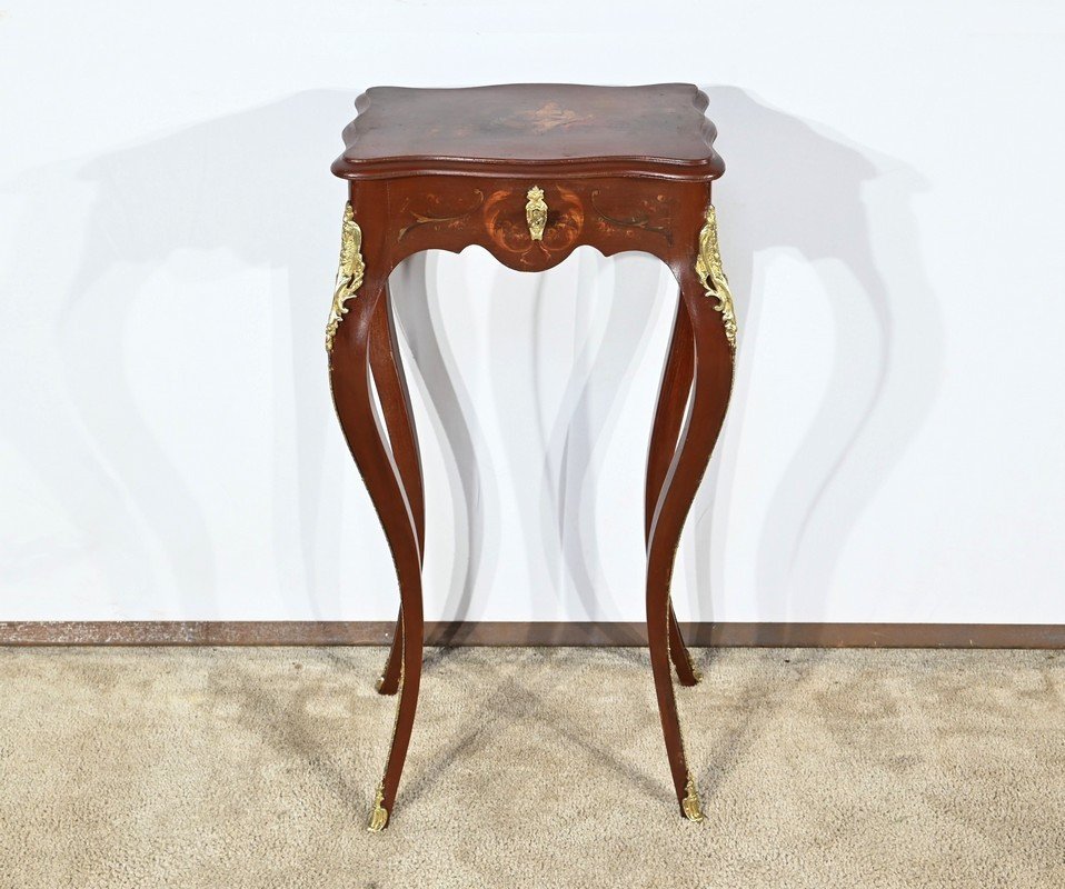 Small Lacquered Wood Work Table, Louis XV Style – Late 19th Century