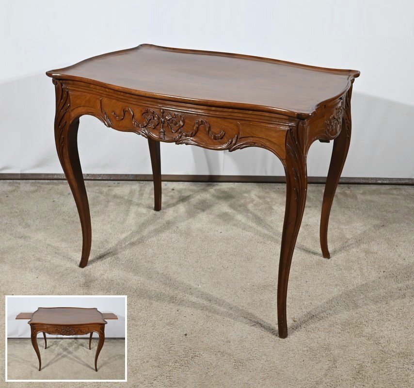 Small Mahogany Cabaret Table, Louis XV Style, Napoleon III Period – Mid-19th Century