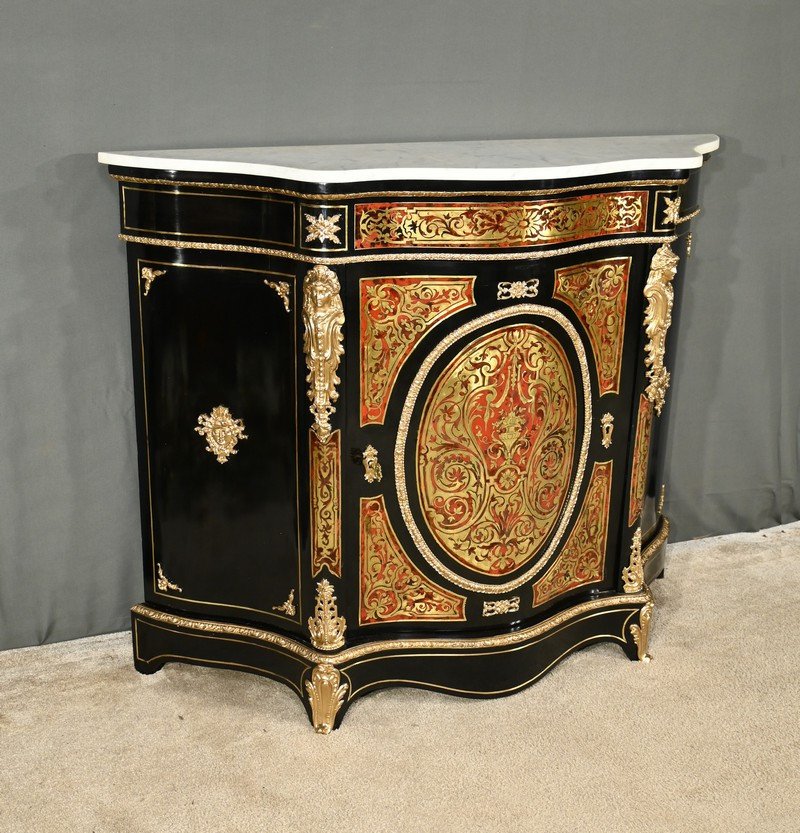 Boulle Buffet In Blackened Pear Wood, Napoleon II Period – Mid-19th Century-photo-2