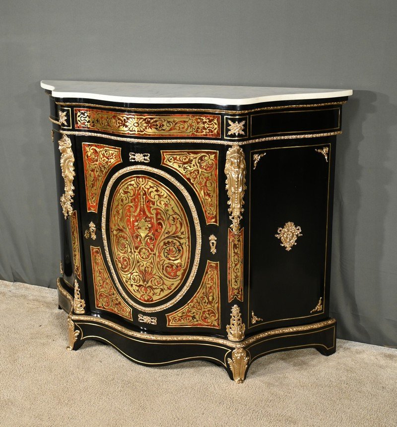 Boulle Buffet In Blackened Pear Wood, Napoleon II Period – Mid-19th Century-photo-3