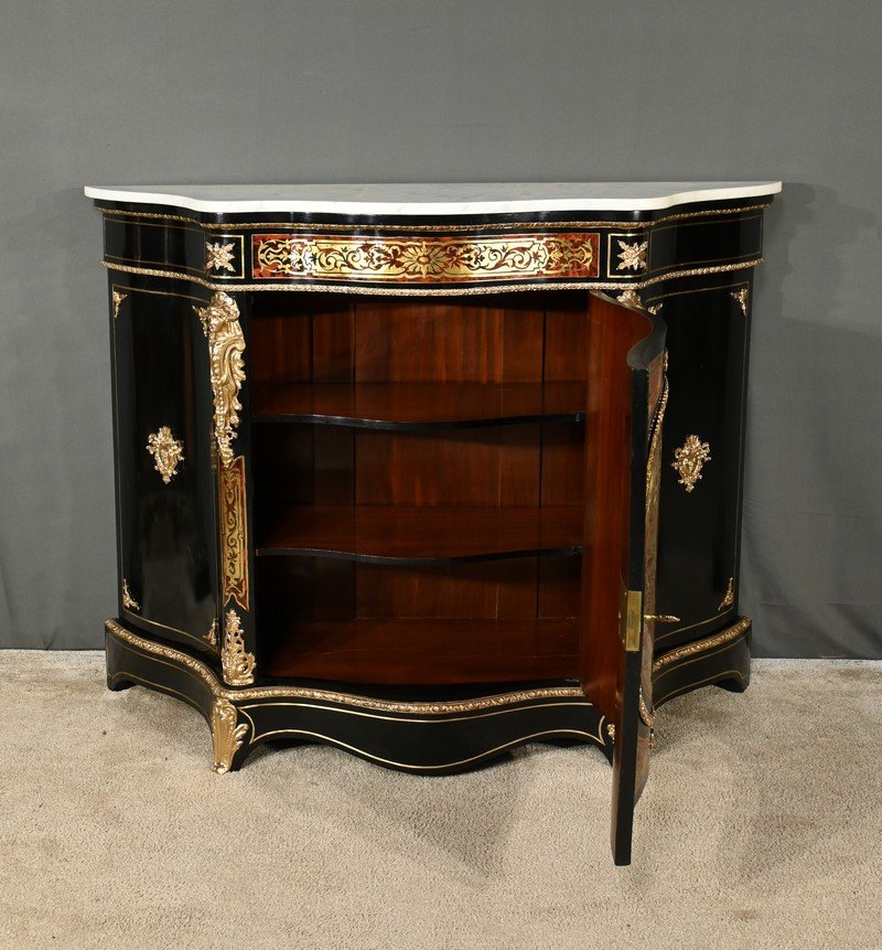 Boulle Buffet In Blackened Pear Wood, Napoleon II Period – Mid-19th Century-photo-4