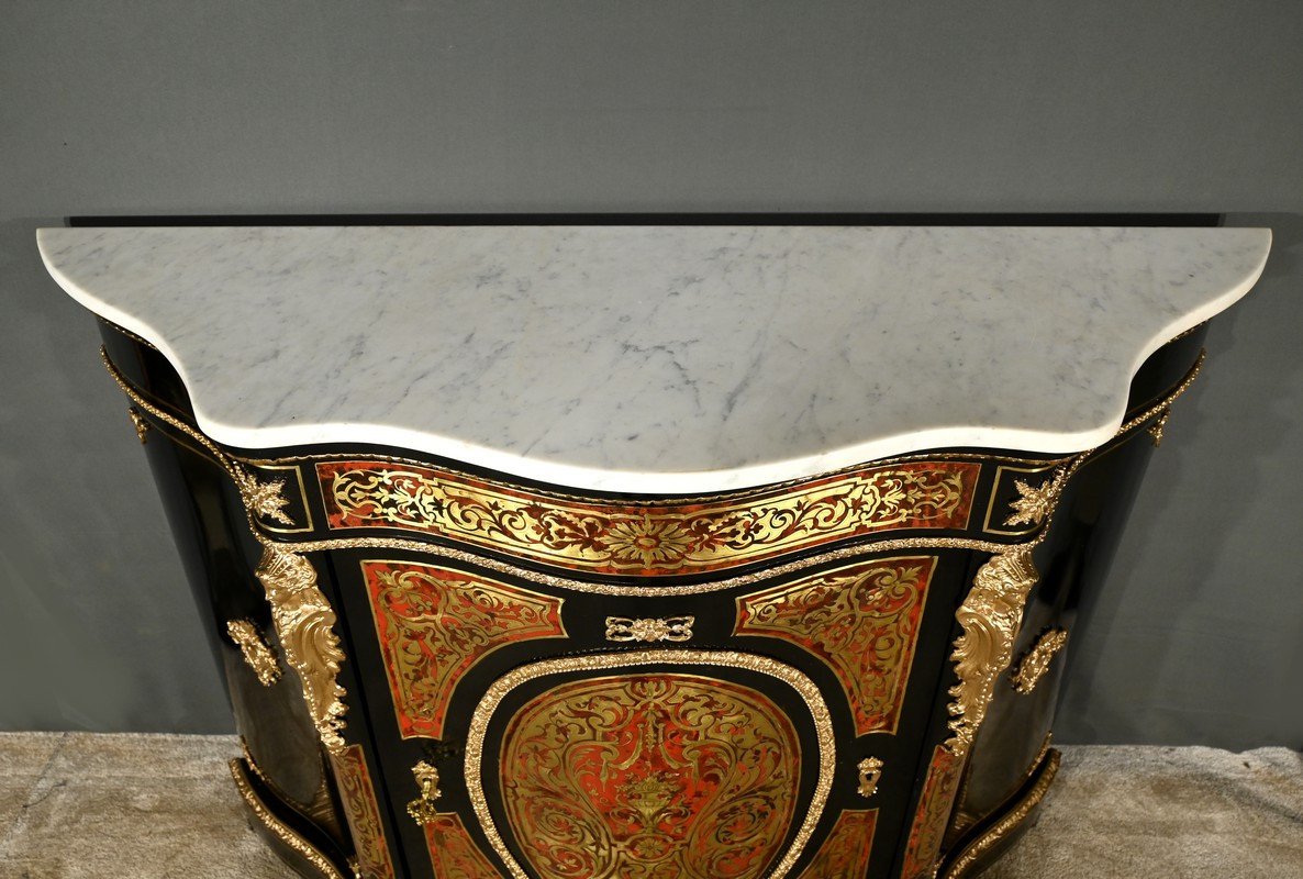 Boulle Buffet In Blackened Pear Wood, Napoleon II Period – Mid-19th Century-photo-1