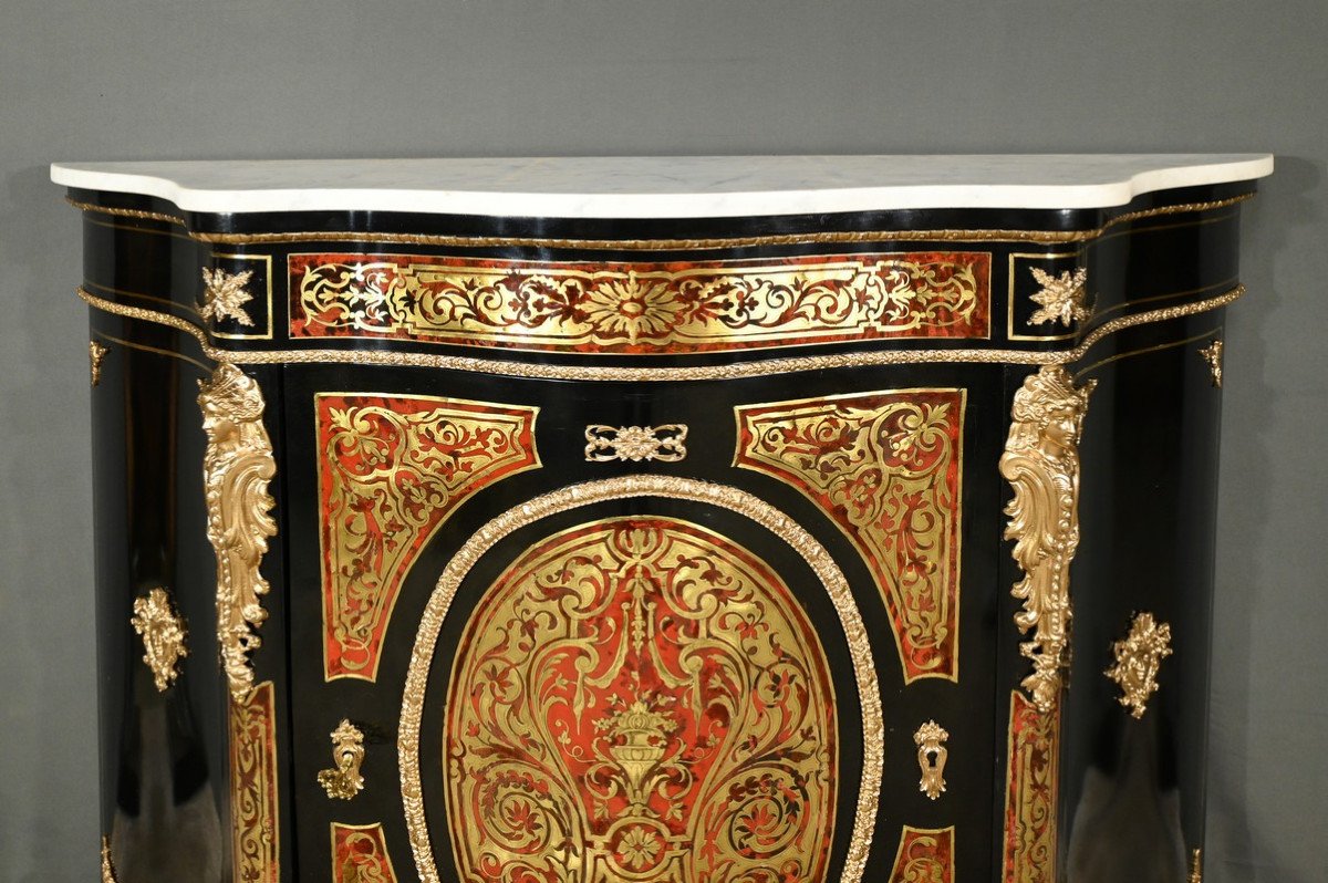 Boulle Buffet In Blackened Pear Wood, Napoleon II Period – Mid-19th Century-photo-2