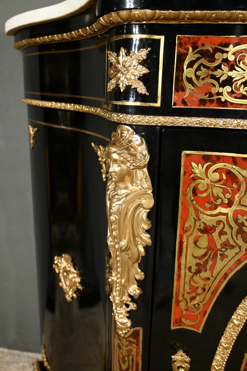 Boulle Buffet In Blackened Pear Wood, Napoleon II Period – Mid-19th Century-photo-3