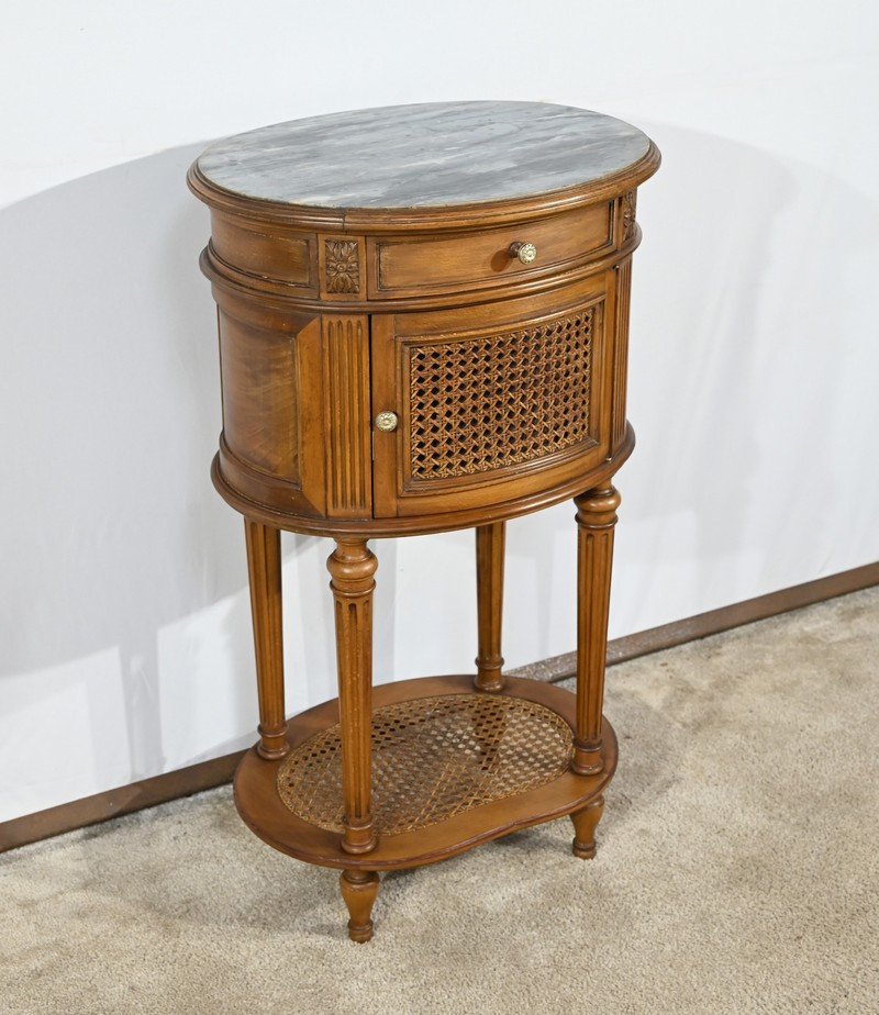 Small Beech Drum Table, Louis XVI Style – 1920-photo-3