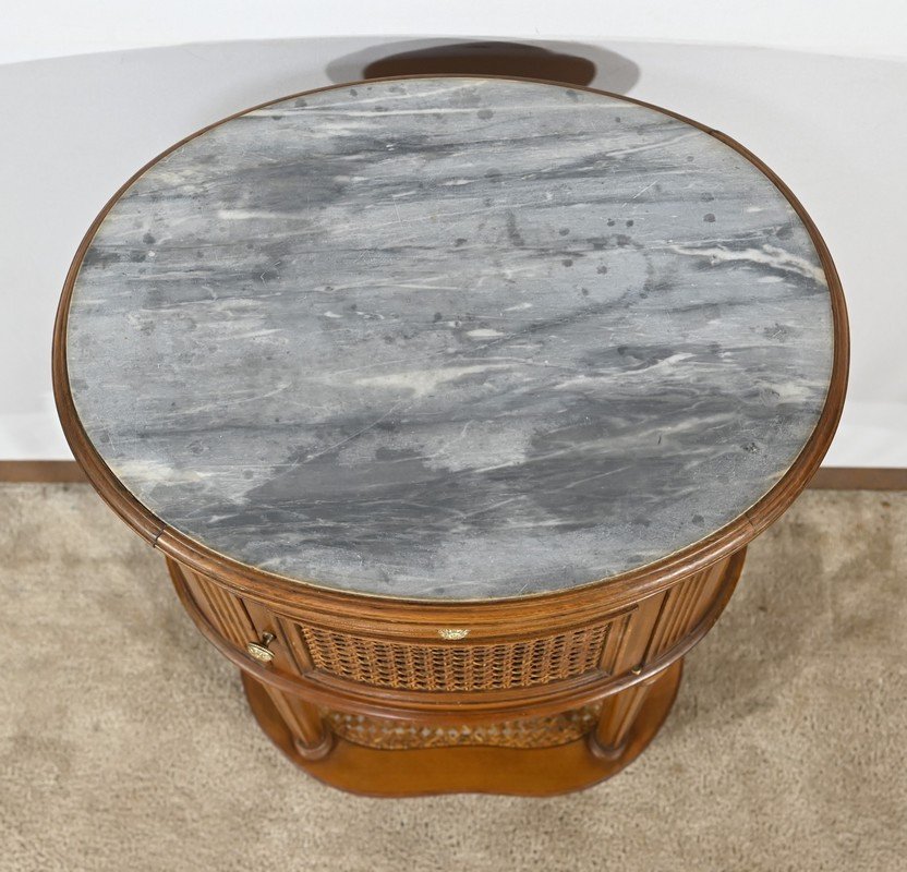 Small Beech Drum Table, Louis XVI Style – 1920-photo-2