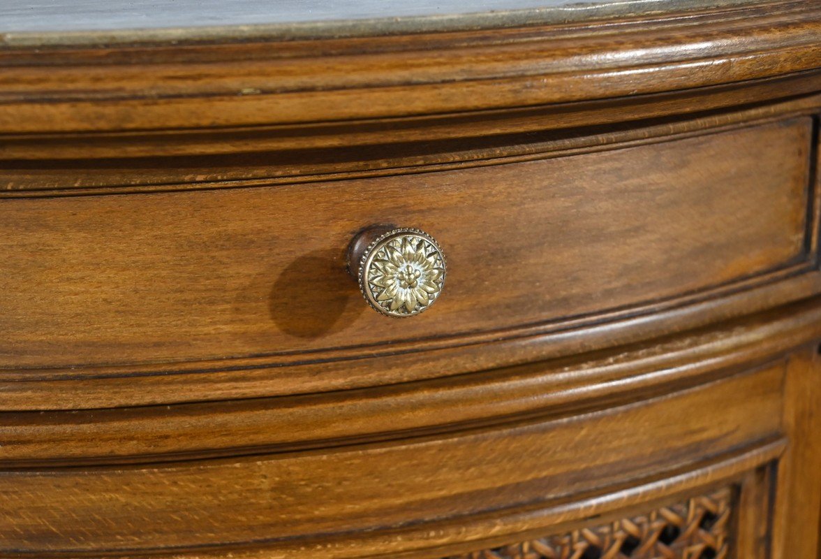 Small Beech Drum Table, Louis XVI Style – 1920-photo-7