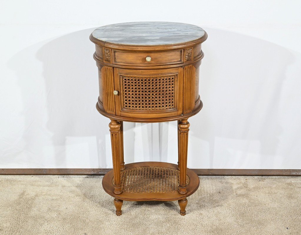 Small Beech Drum Table, Louis XVI Style – 1920