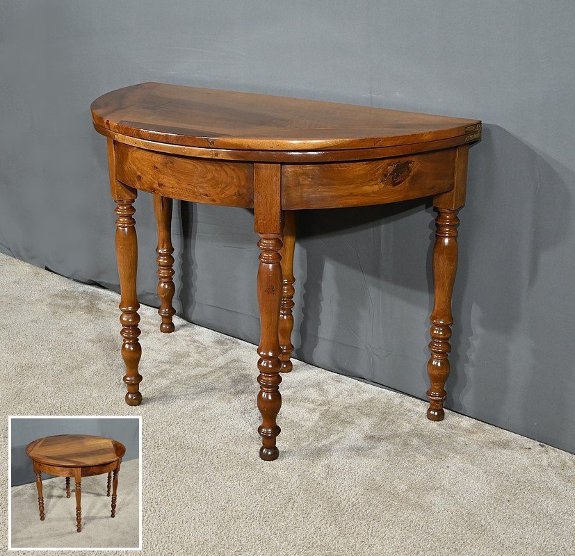 Table Console Demi-lune En Noyer, époque Louis-philippe – 1ère Partie XIXe