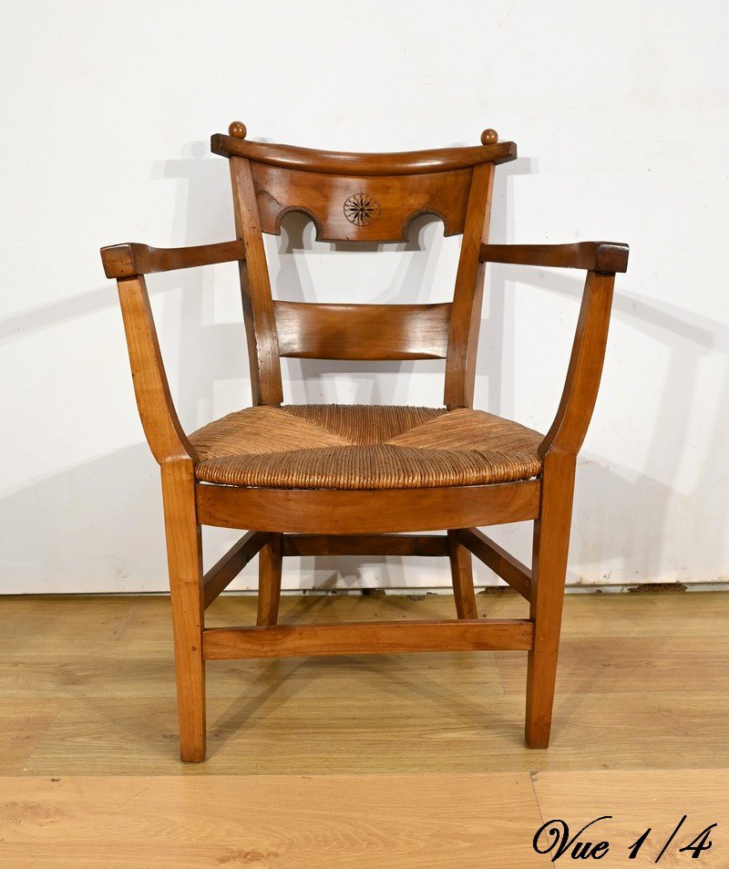 Pair Of Cherrywood Armchairs, Directoire Period – Early 19th Century-photo-1