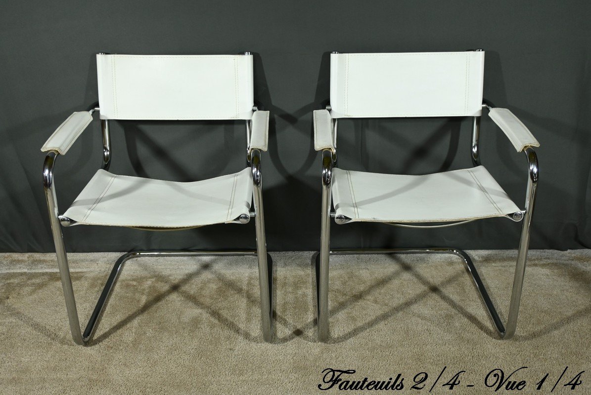 Fauteuils S33 En Cuir, Attribués à M.stam Pour Fasem, Italie – 1970-photo-3