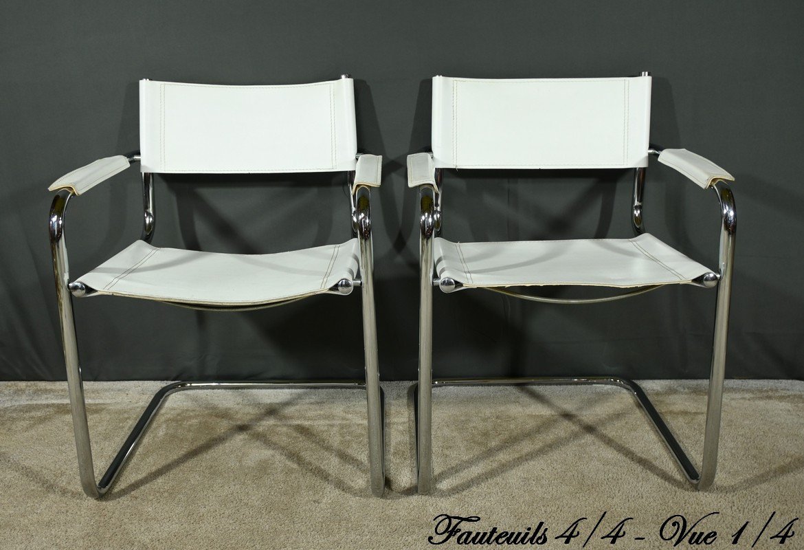 Fauteuils S33 En Cuir, Attribués à M.stam Pour Fasem, Italie – 1970-photo-4