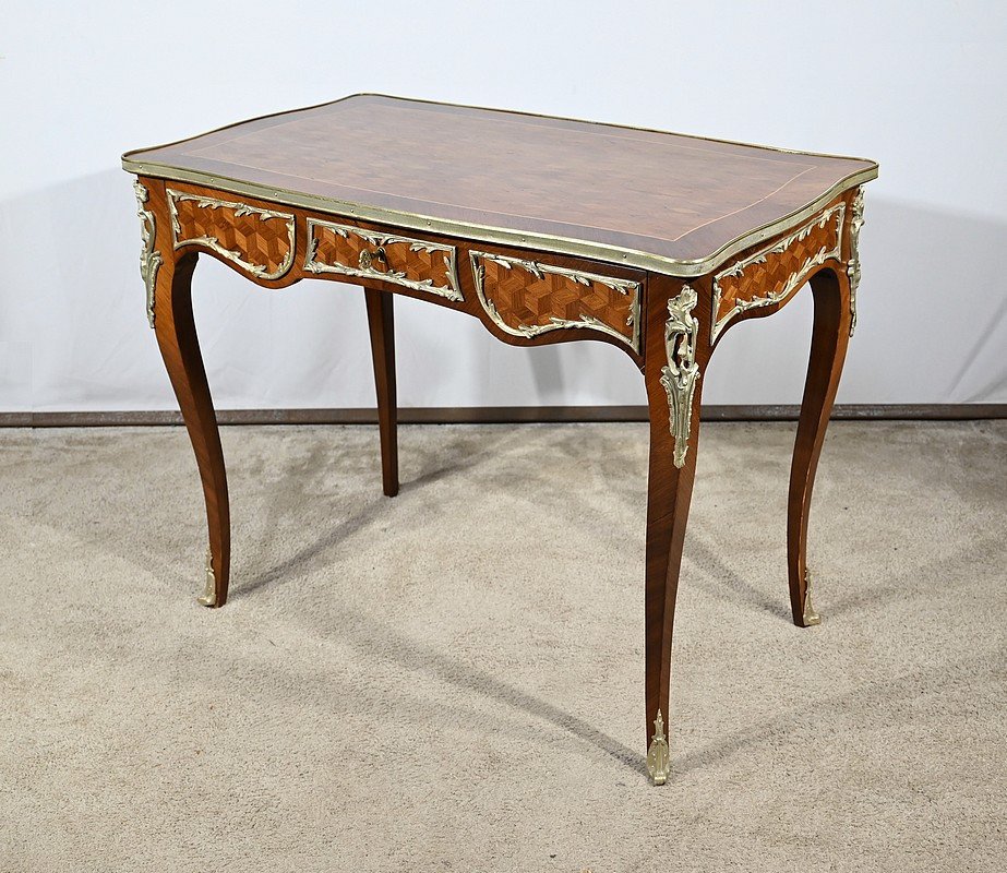 Table Bureau En Palissandre Et Marqueteries, Style Louis XV – Début XXe-photo-2