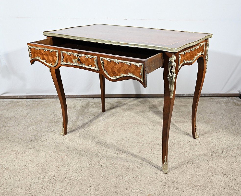 Table Bureau En Palissandre Et Marqueteries, Style Louis XV – Début XXe-photo-3