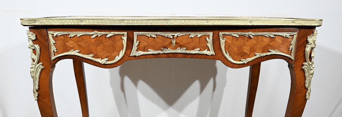 Table Bureau En Palissandre Et Marqueteries, Style Louis XV – Début XXe-photo-3