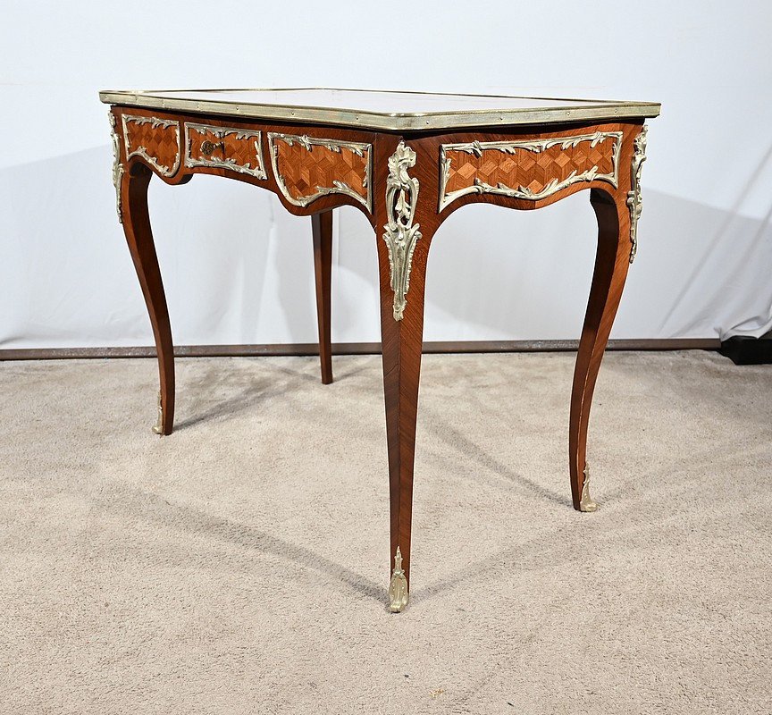 Table Bureau En Palissandre Et Marqueteries, Style Louis XV – Début XXe-photo-4