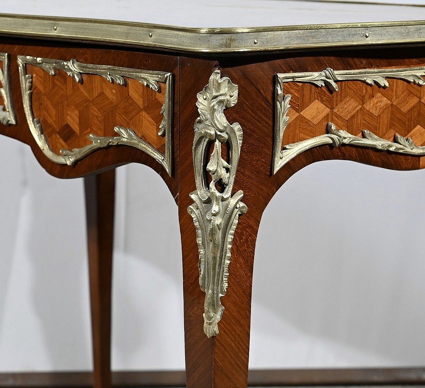 Table Bureau En Palissandre Et Marqueteries, Style Louis XV – Début XXe-photo-5