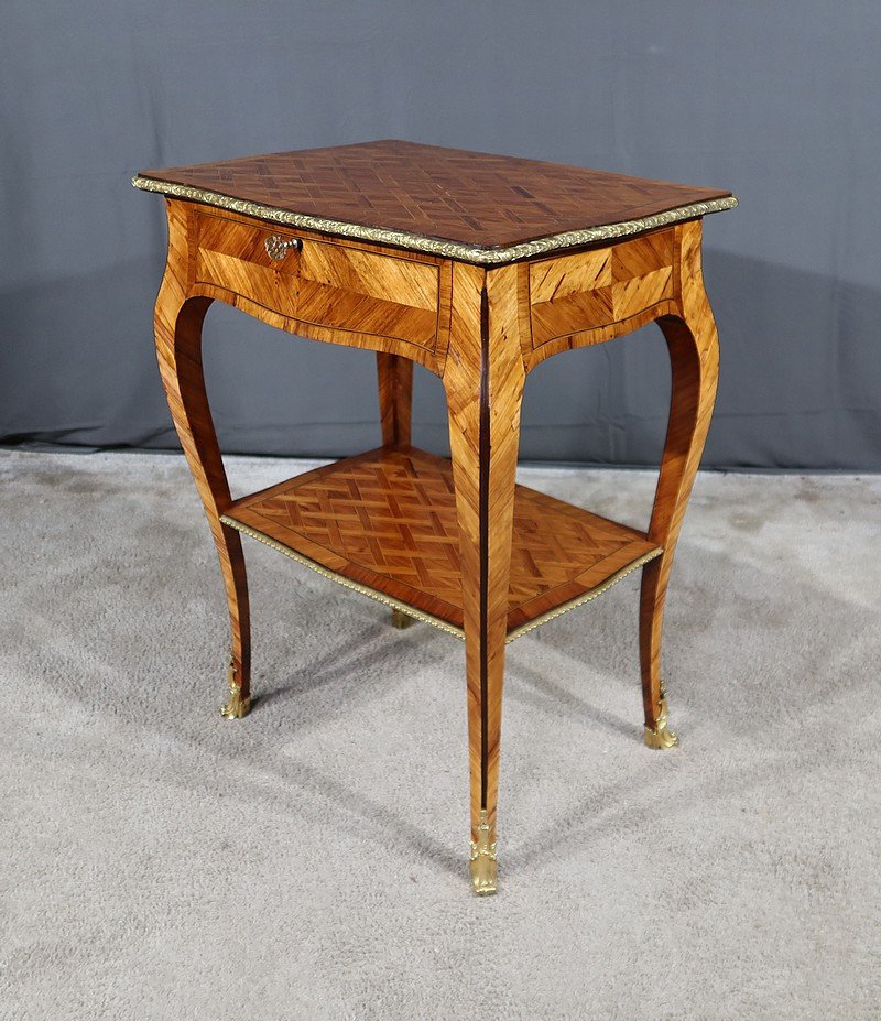 Petite Table De Salon En Bois Précieux, Style Louis XV – 1ère Partie XIXe-photo-3