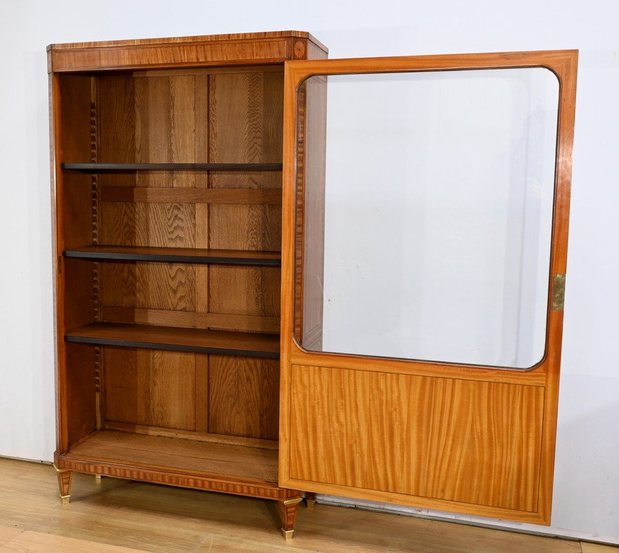 Flamed Mahogany Bookcase, Louis XVI Style – Mid 19th Century-photo-4