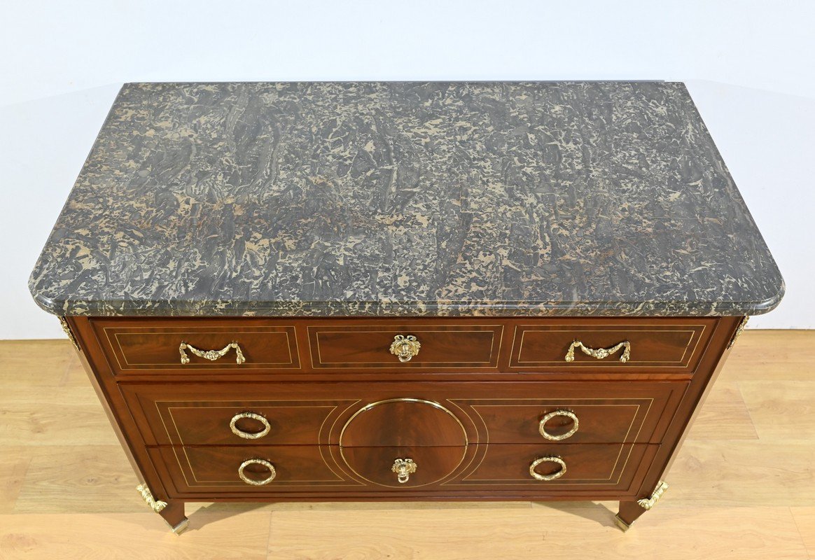 Rare Commode En Acajou, époque Louis XVI – 2ème Partie XVIIIe-photo-1