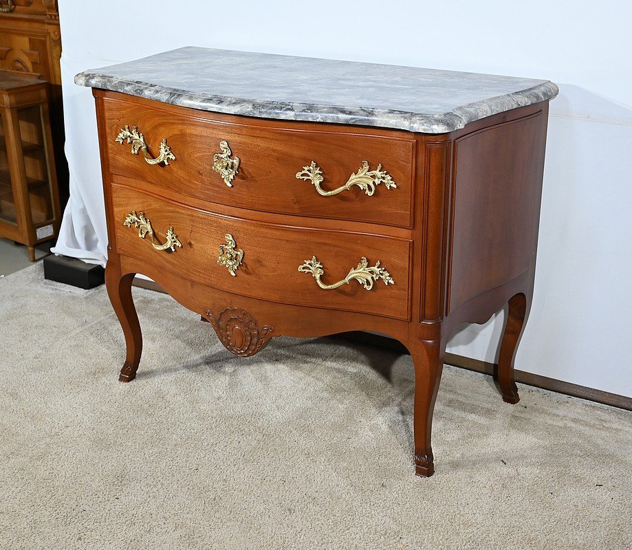 Commode Sauteuse En Acajou Massif, Style Louis XV – Fin XIXe-photo-4