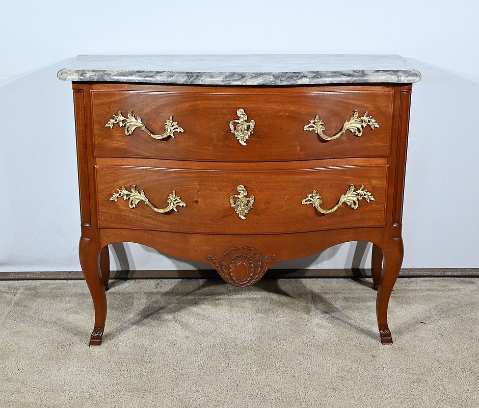 Commode Sauteuse En Acajou Massif, Style Louis XV – Fin XIXe-photo-3